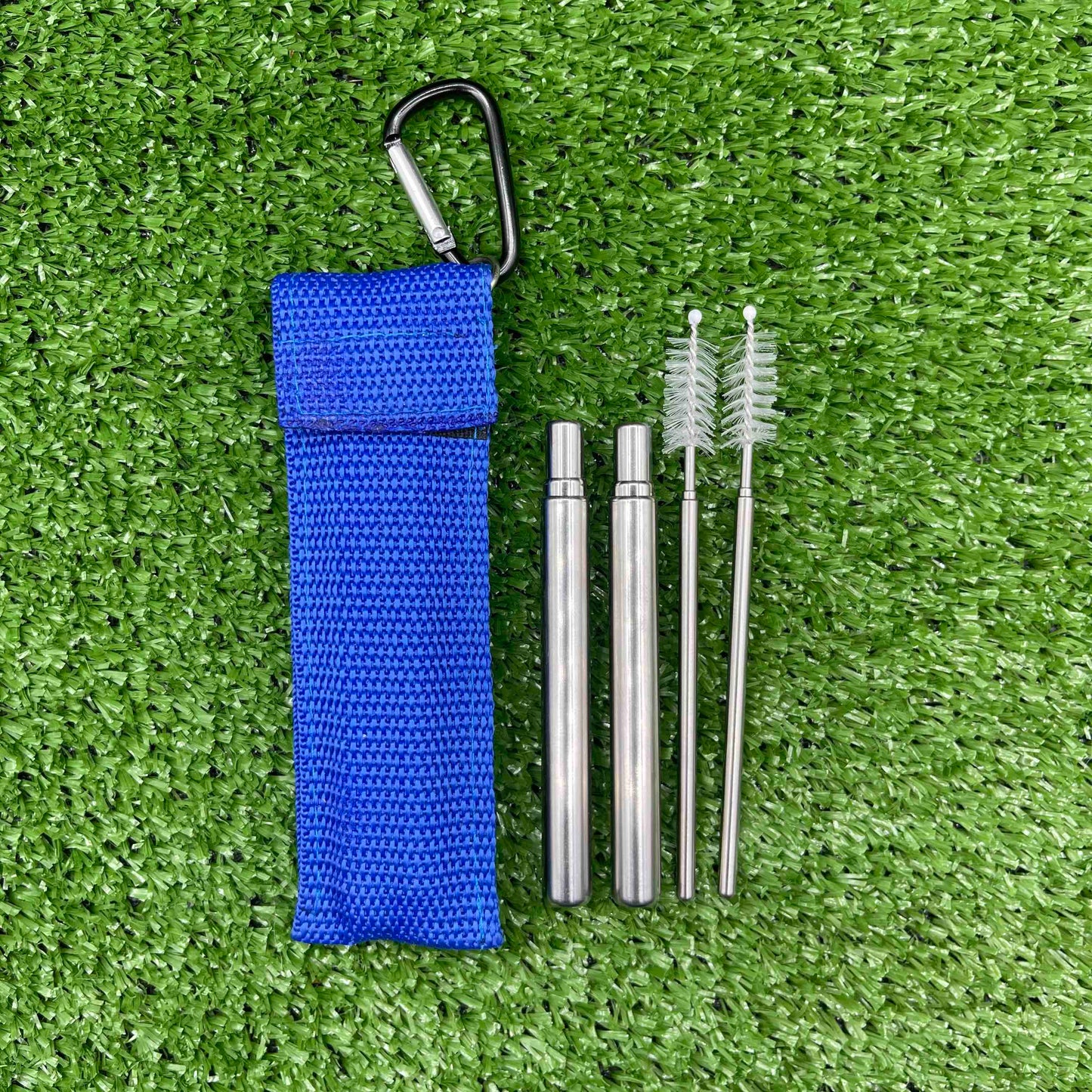 Collapsable Double Straw Pouch Travel Set