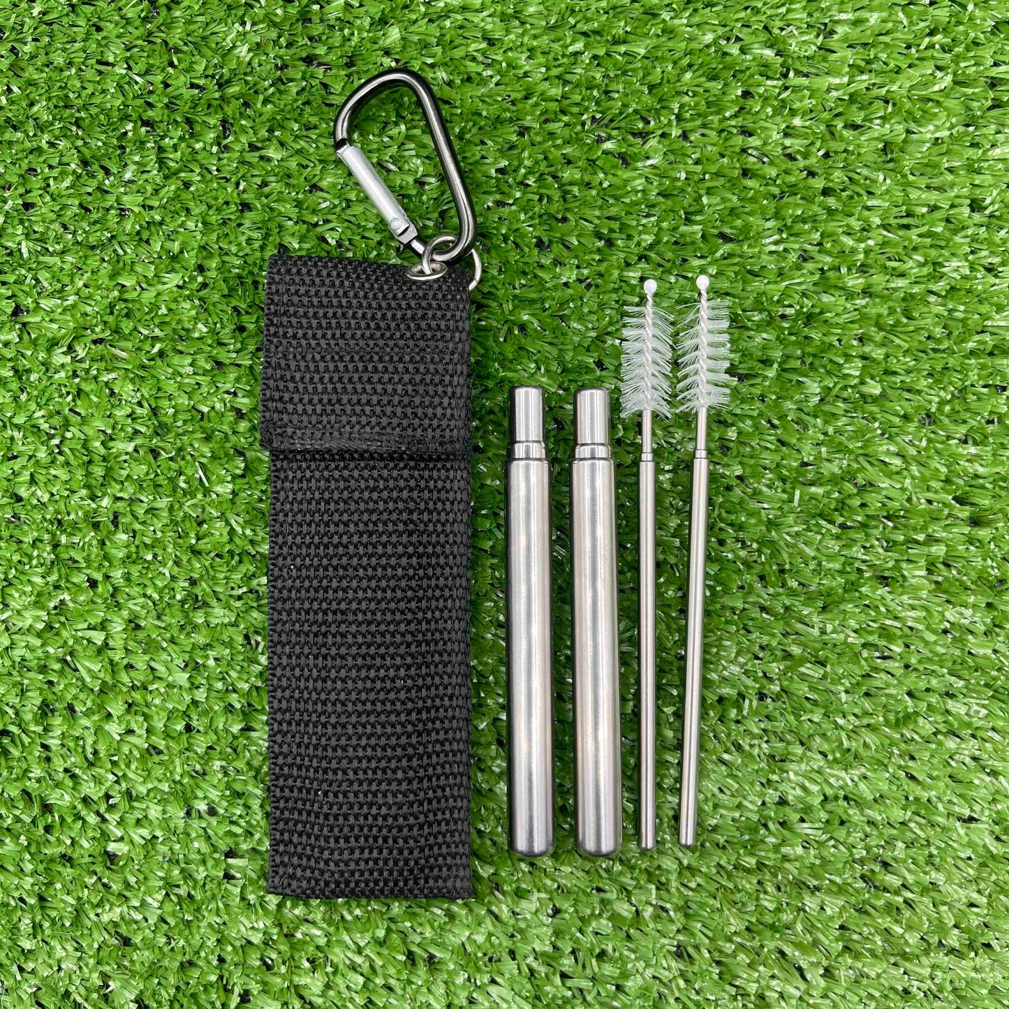 Collapsable Double Straw Pouch Travel Set