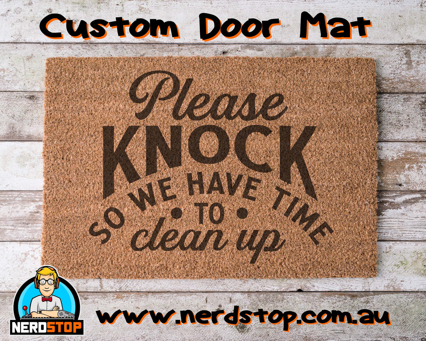 Coir Doormat - Please knock, so we have time to clean up