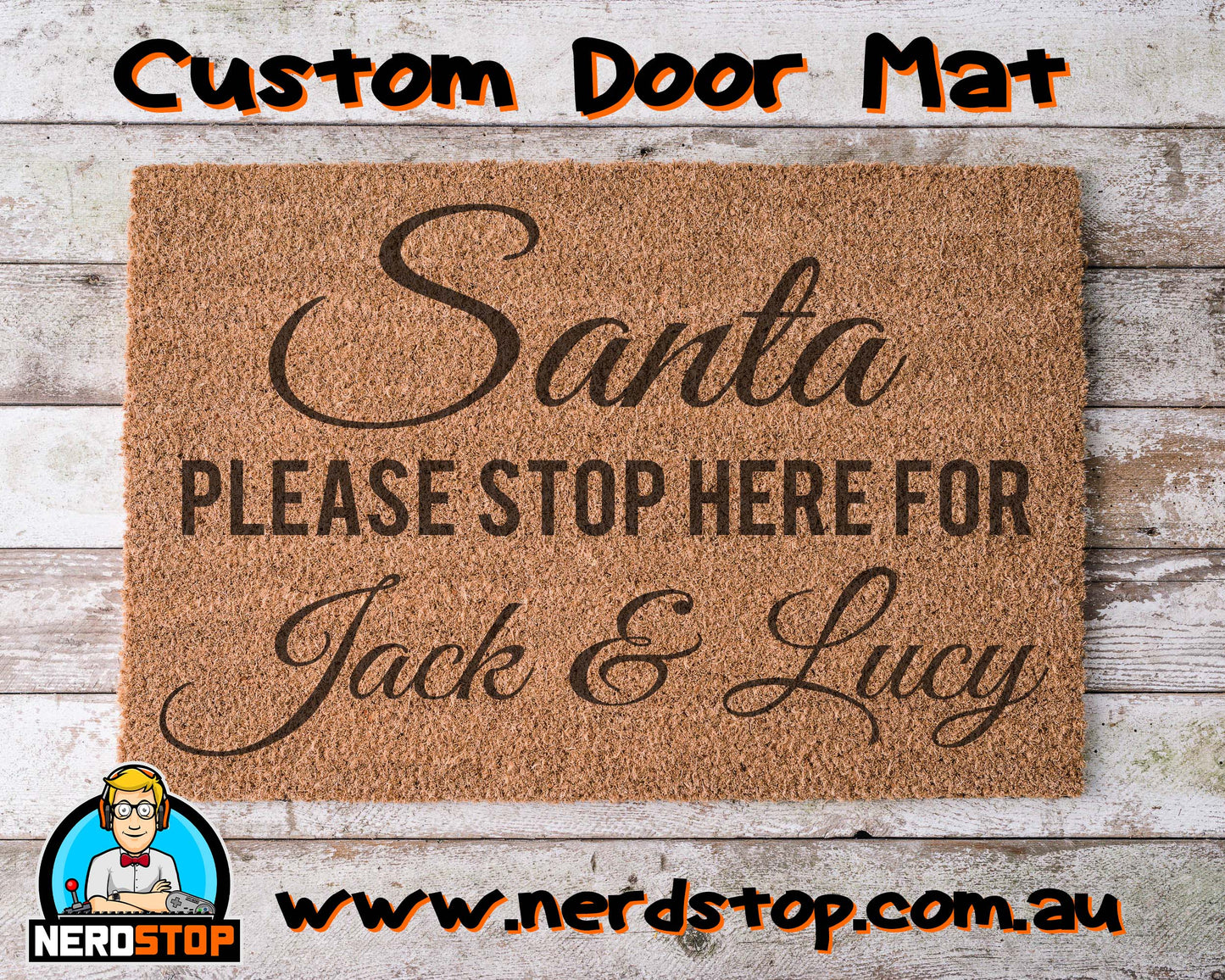 Personalised Christmas Coir Doormat - Santa Stop Here