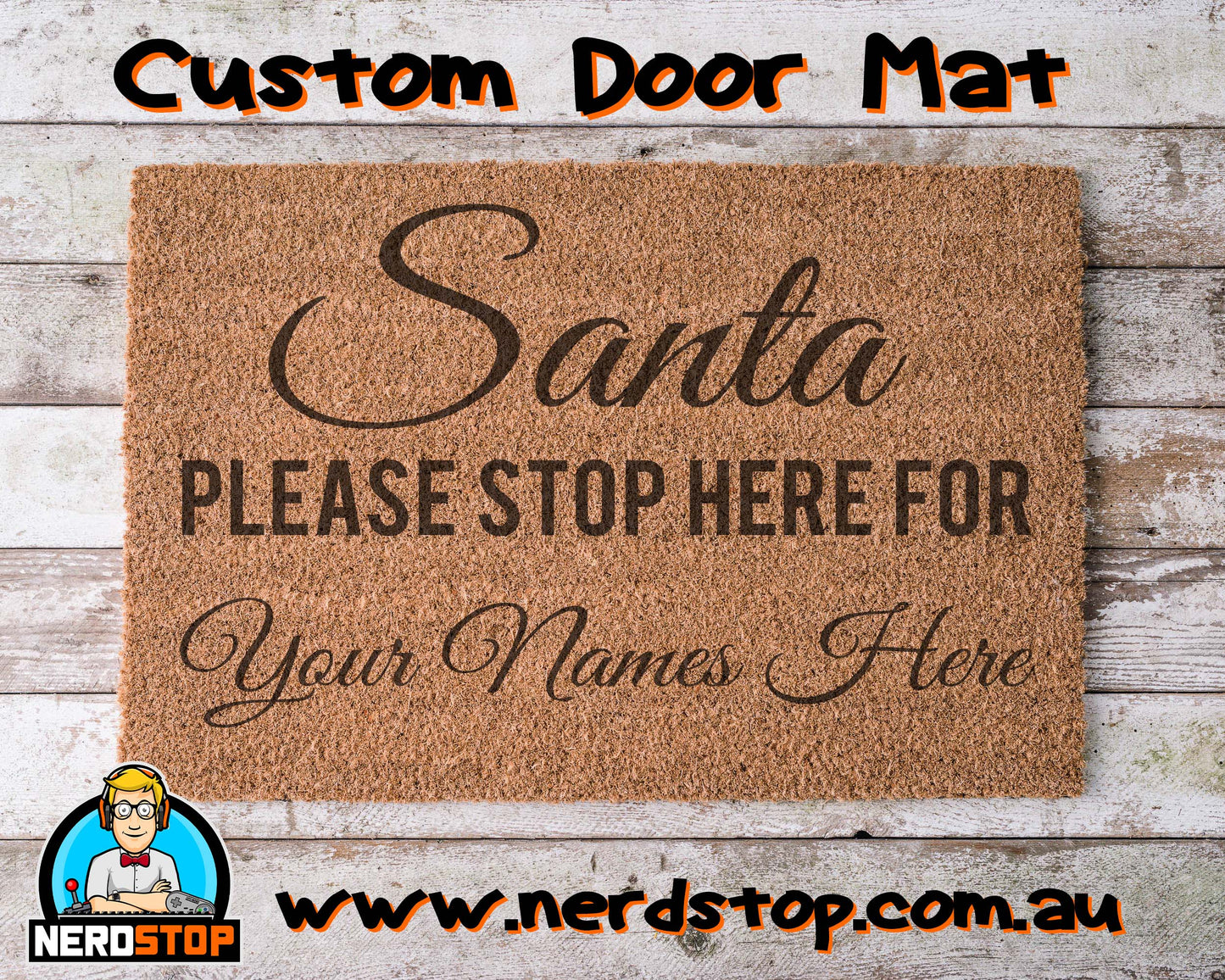 Personalised Christmas Coir Doormat - Santa Stop Here