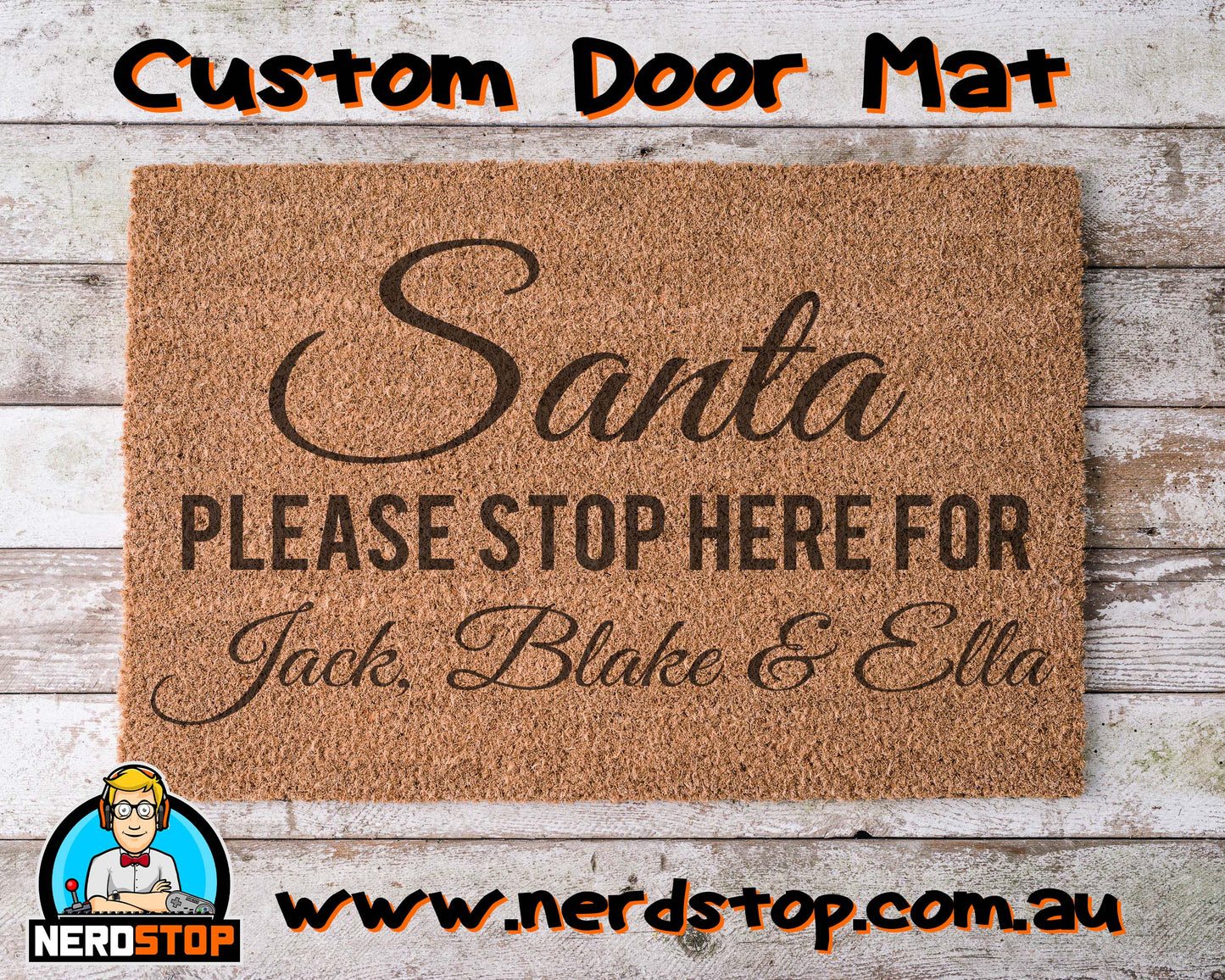 Personalised Christmas Coir Doormat - Santa Stop Here