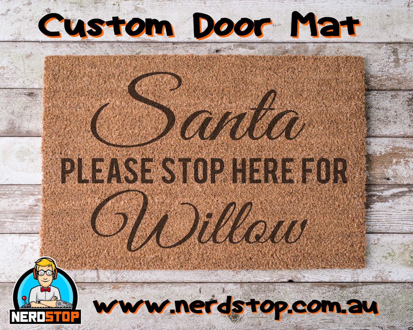 Personalised Christmas Coir Doormat - Santa Stop Here