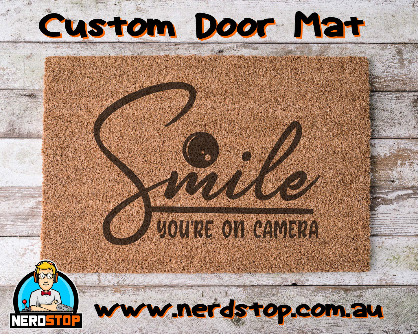 Coir Doormat - Smile your on camera 2