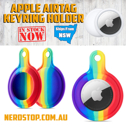 Apple AirTag Silicone Keyring Holder - Rainbow - Nerd Stop